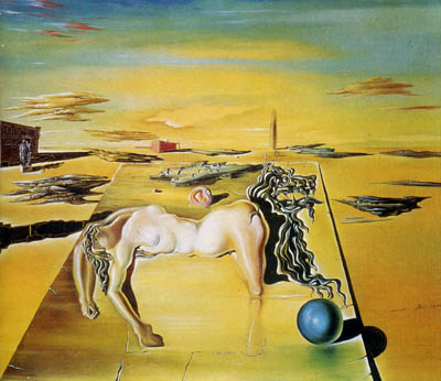 Salvador Dali - Invisible Sleeping Woman, Horse, Lion - 1930 oil on canvas
